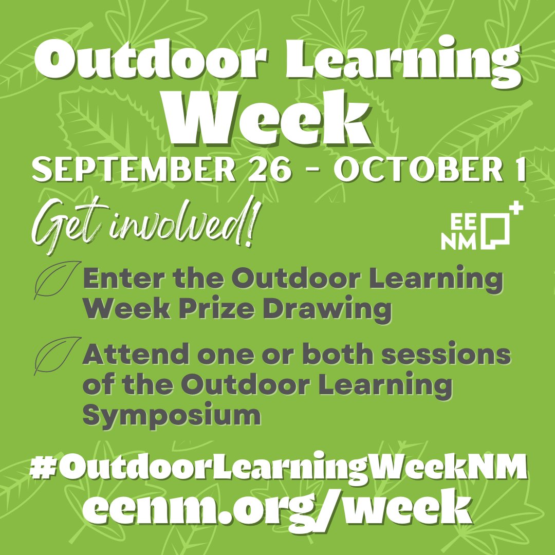 newmexicoee's tweet photo. #OutdoorLearningWeekNM starts two weeks from today, 9/26-10/1. Let's get #NewMexico's kids #outdoors to learn! Get involved in #OutdoorLearning Week by entering the #prize drawing and attending one or both sessions of the Outdoor Learning Symposium! More: https://t.co/I7u20HG7vz https://t.co/ueIYhuMD8I