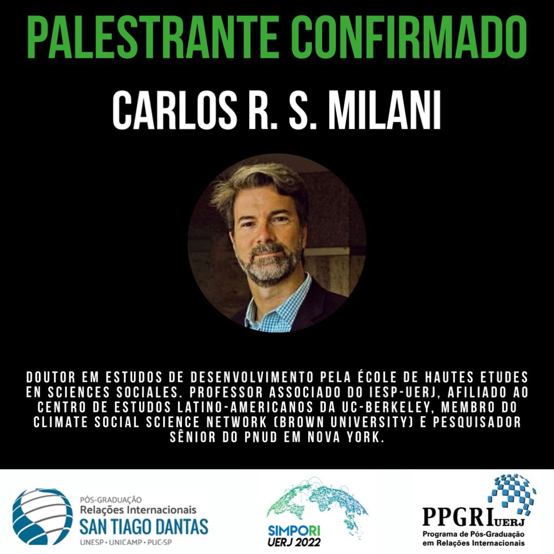 simpori24's tweet photo. Para integrar a Mesa de Abertura com tema “Mudanças Climáticas”, o SimpoRI tem o prazer de anunciar a presença do professor Carlos Milani!
#relacoesinternacionaisuerj #simporiuerj #relacoesinternacionais #relacoesinternacionaisstd #ppgri https://t.co/7v2yQZwK1X