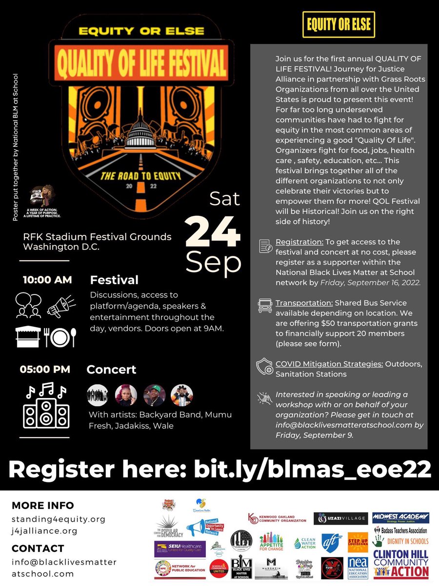 We demand infrastructure for positive youth development in every community. This includes: youth centers, cultural awareness, career and entrepreneurship support, as well as youth leadership and decision-making. #EquityorElse #qolfest2022