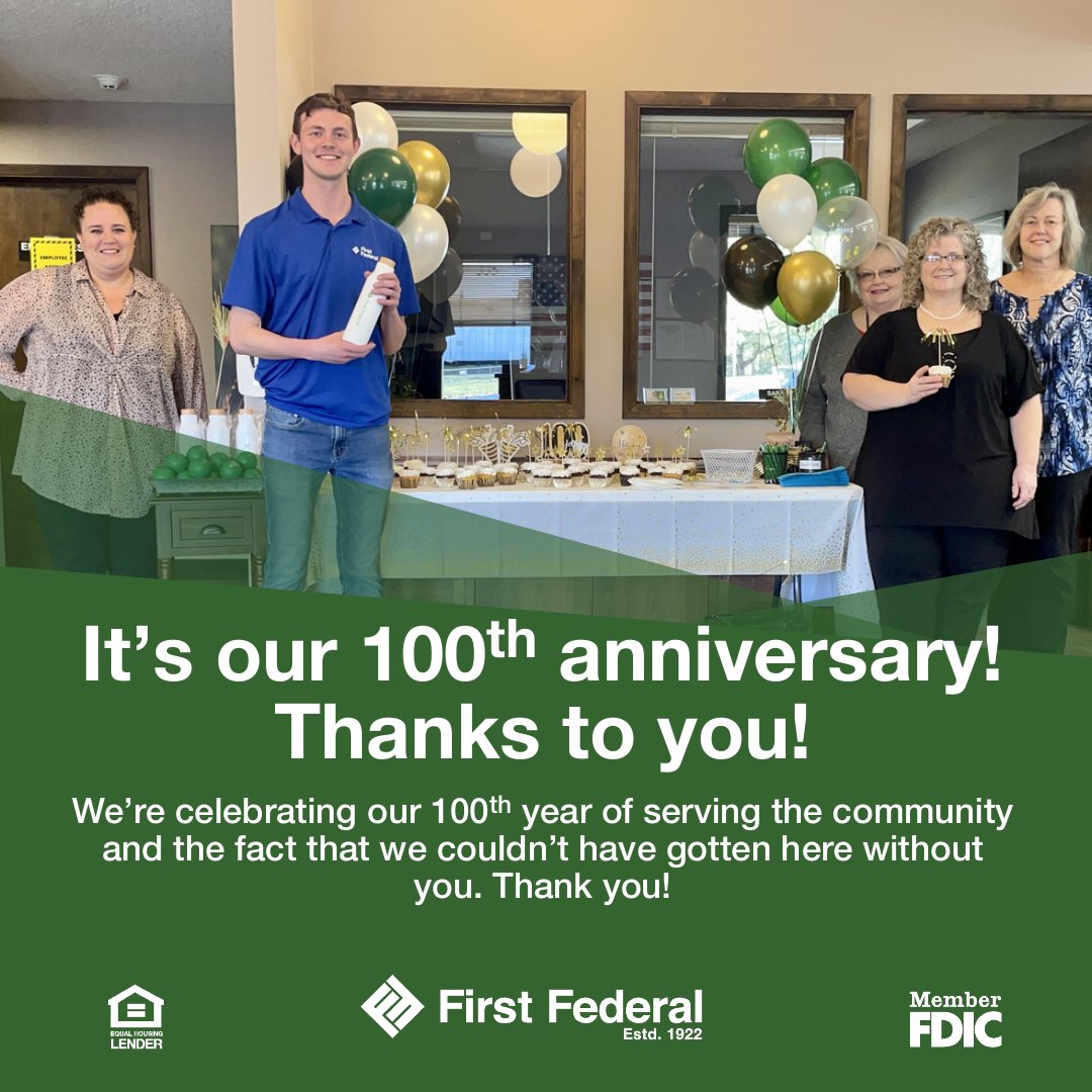 Just wanted to take the opportunity to say "Thank you for banking with us!" to all of our incredible customers over the years! #100YearsStrong #BankingBuiltForYourFuture