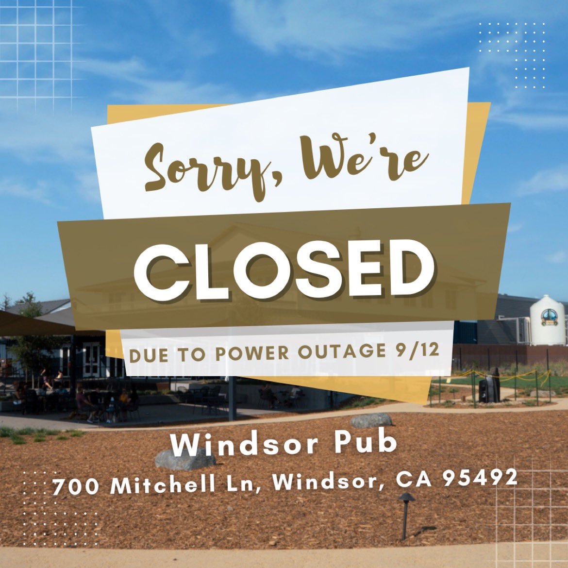 In the meantime, our Santa Rosa pub is still rockin' n rollin' and will be open until 10 PM (last call for food is 9 PM) tonight for all your food and beer needs!