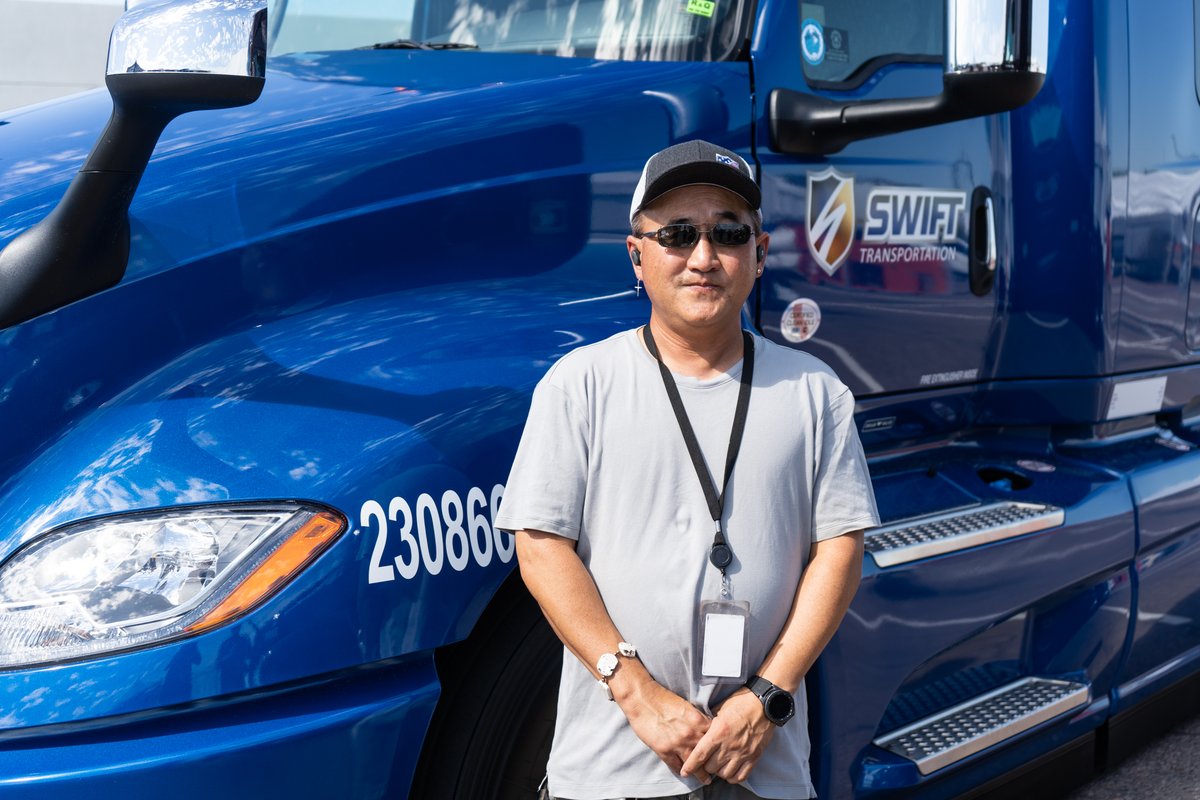 SwiftTransport's tweet image. Meet Eugene, our Driver of the Day for #SwiftDAW! He&apos;s driven for Swift for over 21 years and has had over 120 mentees as a mentor. 💪

We&apos;re grateful to have Eugene on our team, teaching the next generation of Drivers! #TruckDriverAppreciationWeek