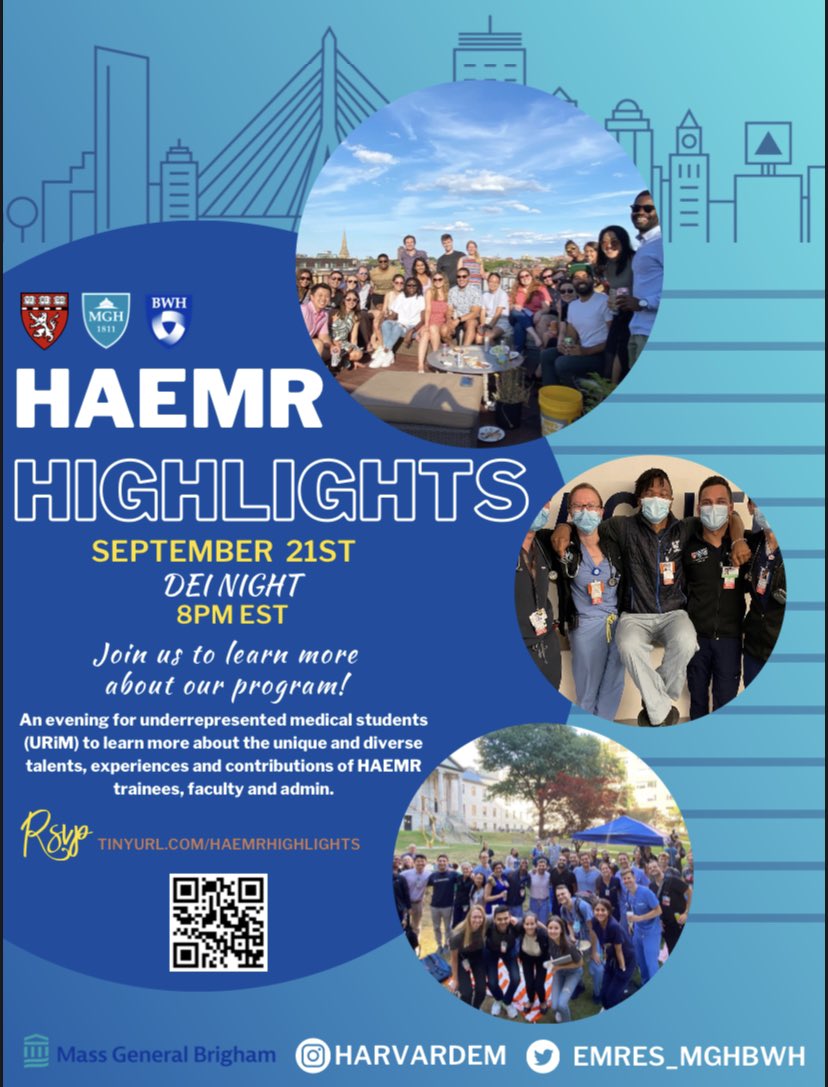 EM bound students , come check us out! We have amazing faculty joining us to tell you a little more about our program 💪🏼 tinyurl.com/haemrhighlights