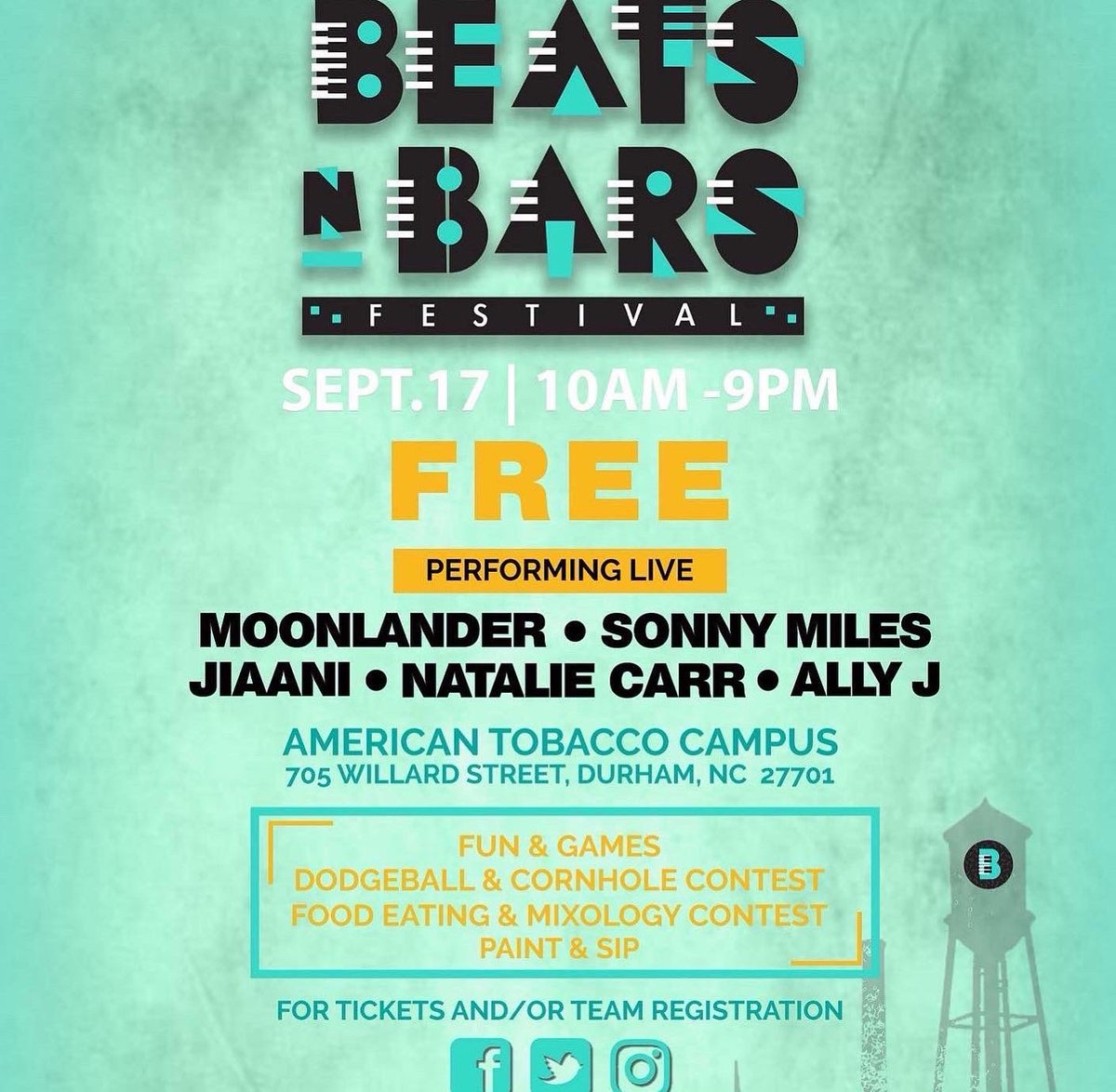 WattyInnaGenius's tweet photo. 5 days until Beats n Bars Festival! What are you looking forward to the most? 👀
#Bnb22 #BeatsnBars #Durham #Downtowndurham #atc #americantobaccocampus #wunc #npr #cocacola #livinglocal #triangle #titosvodka https://t.co/rwQHguLFRZ