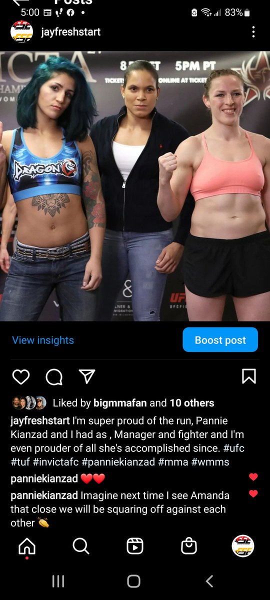 jayfreshstart's tweet photo. Like the IG post says, What a run, Pannie Kianzad and I had as Manager and fighter. Memories for a lifetime. It was a chat with her that got me our of retirement. Thanks, killer. #fse #mma #wmma #fightermanagement https://t.co/apQDTnvhEK