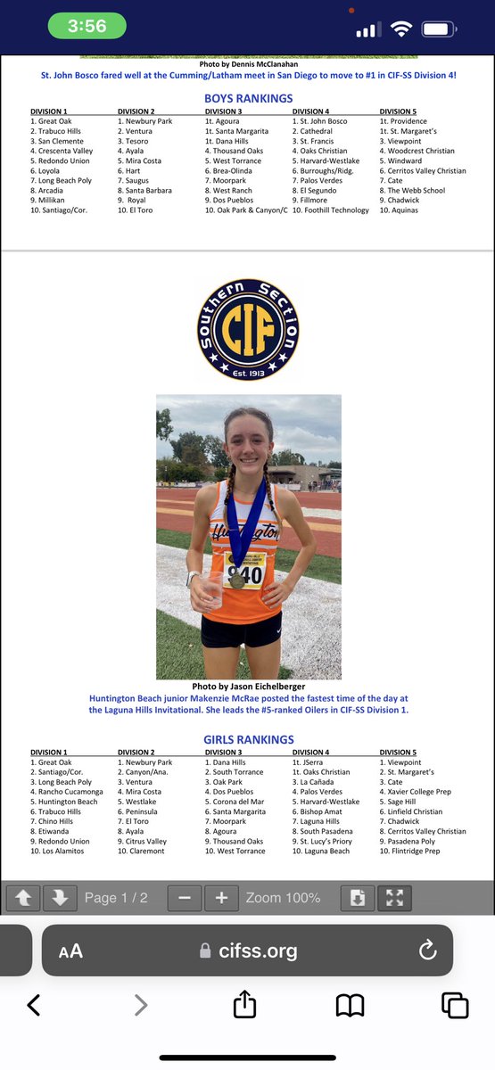 latsondheimer's tweet photo. Cross country rankings. https://t.co/fdjXS6kmsx