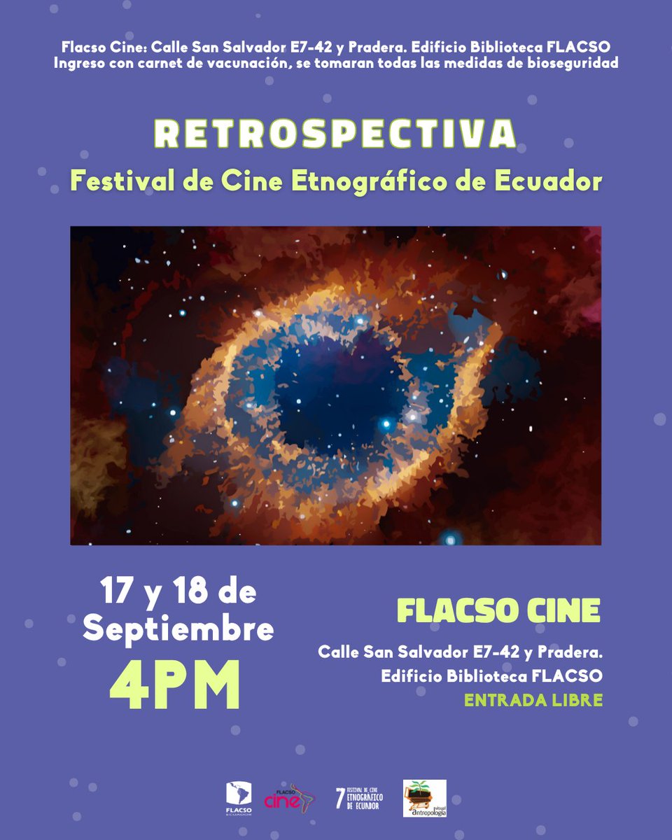 cinetnografico's tweet photo. Se viene una Retrospectiva del FCEE 
Los esperamos este 17, 18 y 20 de Septiembre en #FlacsoCine a las 17h00 para recordar algunos de los filmes que han pasado por nuestro Festival.

Entrada Libre.
 #flacsoecuador #cinelatino #quitoecuador #cinedocumental #festivaldecine #7FCEE https://t.co/Sw3J7tVE7k