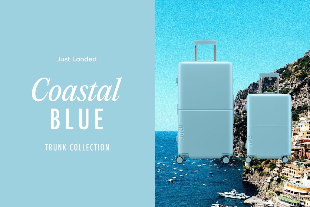 Our Trunk Collection has a seasonal update - Coastal Blue. A new shade inspired by the beautiful blue tones found across our coasts, designed to inspire your next trip. #july #getjuly