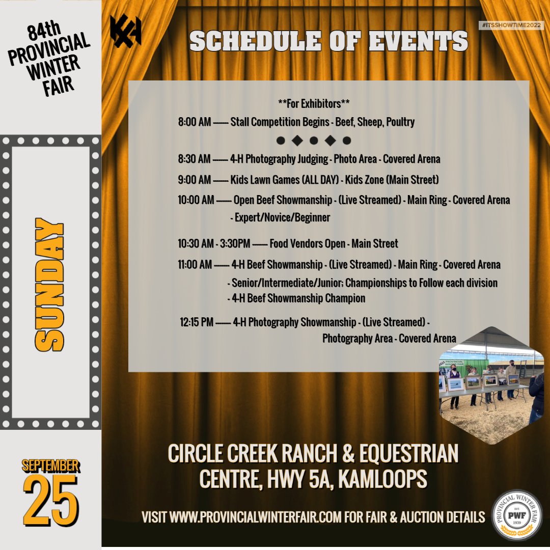 PWFKamloops's tweet photo. Sunday concludes with all things #Beef &amp; #Photography! Come on down to see who takes home the coveted Grand Champion Steer of the Show and check out the photography youth's photo achievements!  #84thPWF #ItsShowTime https://t.co/wgDDDC6ID5