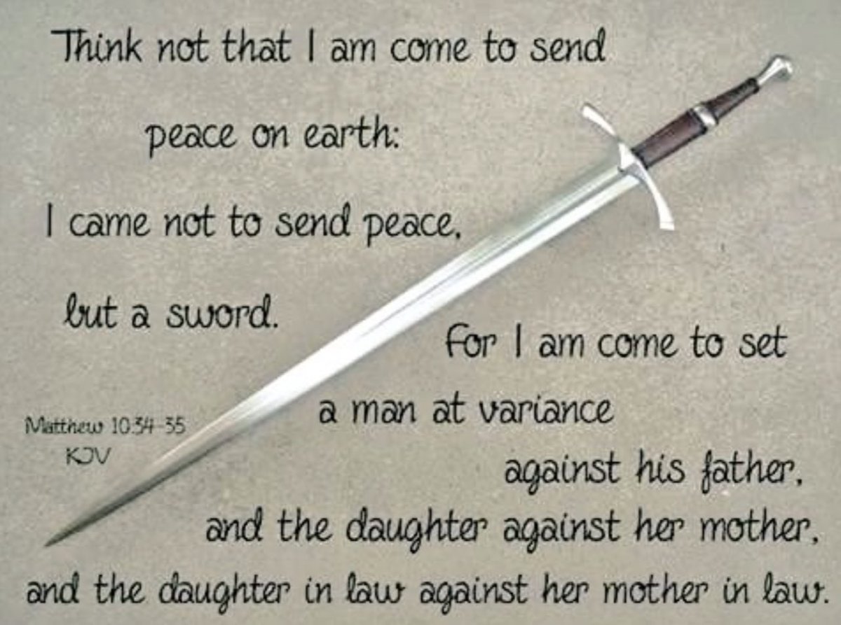 One_Of_His's tweet photo. #Jesus didn’t come to bring harmony. He came to bring salvation to world devoid of hope. He brought a sword…to divide believers from unbelievers:

“And a man’s foes shall be they of his own household.” https://t.co/WxOeOGk3rs