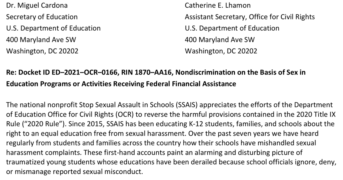 ssaisorg's tweet photo. https://t.co/B3iZm9Fnwu has submitted our comment to the U.S. Dept. Ed regarding revisions to the 2020 #TitleIX regulations. Read it on the SSAIS website's Newsworthy page or at https://t.co/0C4SZMjZNa. #DemandNine https://t.co/ysDiS1rDnz