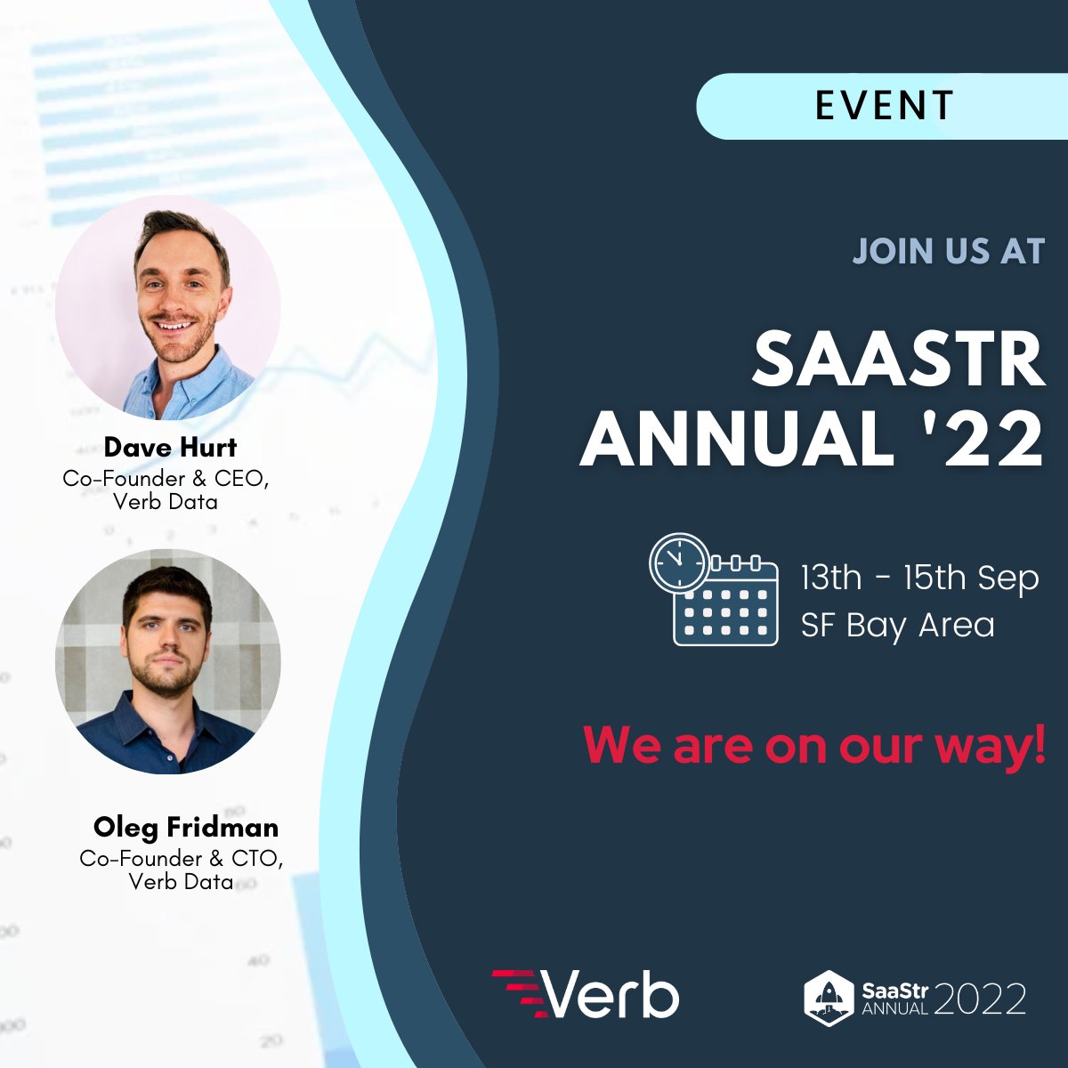 VerbData's tweet photo. The wait is over! Meet us tomorrow in the SF Bay area at #saastrannual2022. 
If these are some of the questions you have, then let's strike up a candid conversation. What's the goal of our dashboard? How'll our customers use dashboards &amp; analytics?
Click,https://t.co/7sKiWu82lP https://t.co/Di7m2PCSYB
