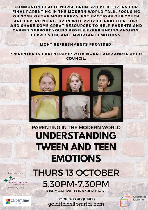 We're partnering with Mount Alexander Shire Council and Goldfields Library to offer this opportunity to parents of teens and tweens.