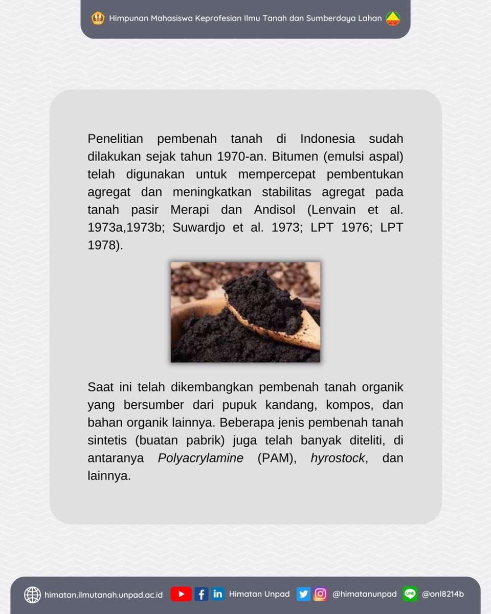HimatanUnpad's tweet photo. dan pemiskinan hara maupun manusia yang tidak melakukan sistem pengelolaan lahan secara tepat dan berkelanjutan. 

Untuk mengatasi hal tersebut, penggunaan pembenah tanah merupakan cara yang dapat ditempuh untuk mempercepat proses pemulihan kualitas lahan. https://t.co/ZEVVPFEZmX