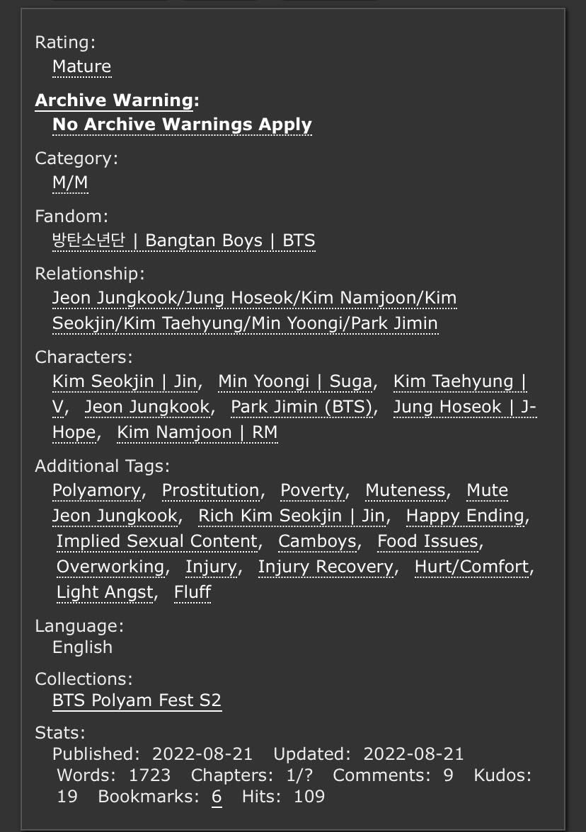 💵Pleathora💵

"To be fair, Seokjin should have been paying attention, but if he had been, he never would have met his babies."

 for <a href="/bts_polyamfest/">BTS Polyam Fest S2 - Rest</a> 

archiveofourown.org/works/41192760…