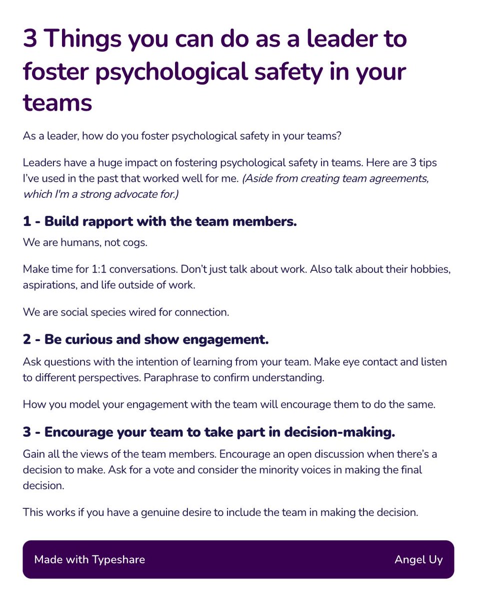 agileangel_au's tweet image. I’m sure there are plenty of approaches out there. I’m curious to know what worked for you, so please comment and share your thoughts.

#agileAngel #PsychologicalSafety #TeamWork #Leadership #agile