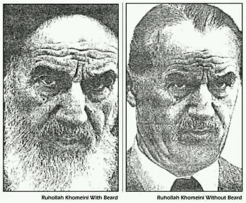 الخميني الطفل الذي أبوه بريطاني وأمه هندية يدعي الإنتساب إلى الإمام الكاظم وله سلطة دينية بإعتباره نائبا عن المهدي المنتظر الذي يعتبر محور الدين الصفوي ويصدقه معظم الناس لأنهم مرتع خصب للكذب والدجل.  والصورة أيام ما كان في فرنسا لاجيء - صورة نادرة له بدون لحية وببدلة رسمية