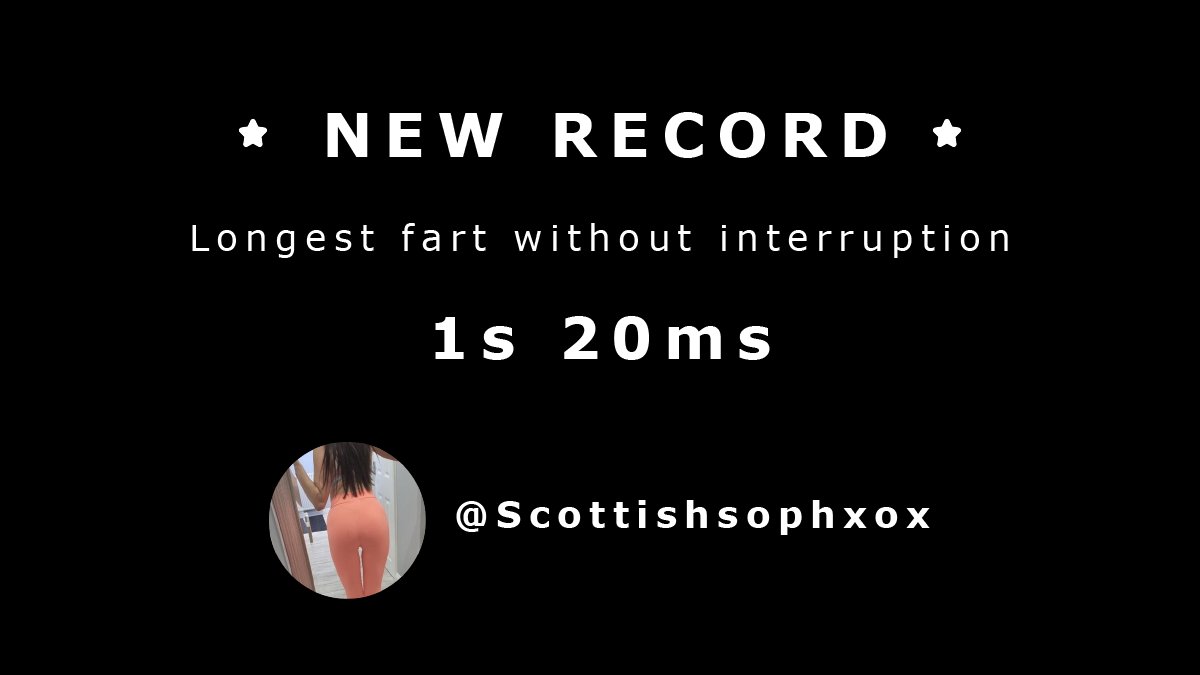 GassyModels's tweet photo. Our first documented record earned by @Scottishsophxox !
From now on our other models can try to break this record. When they do, we will update the record accordingly💨
#fartfetish #fart #fartcompetition #gassymodels https://t.co/ufUkzSfvCP