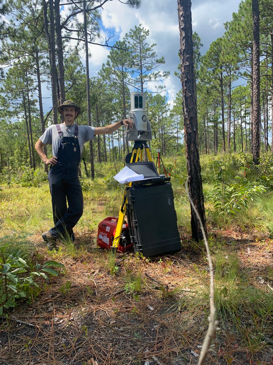 Have you met <a href="/ENEC_UNC/">UNC Environment, Ecology and Energy Program</a> graduate student <a href="/AndrewZachman/">Andrew Zachman</a>?  He studies the impact of forest stand structure and fire frequency on wind dispersed seeds of herbaceous plants. Giving the terrestrial lidar scanner work out! (Thanks <a href="/AntonioBRodrig/">Antonio B Rodriguez</a>)