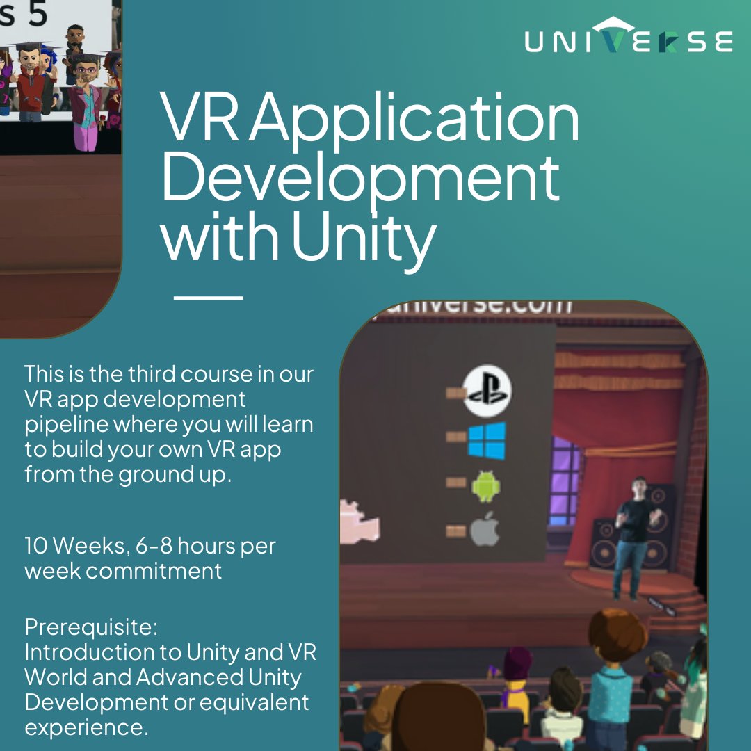 Introducing our 3rd course! You will build your own VR app using Unity's XR Interactions SDK. You will work with a team of 2-3 peers to set up Unity for VR development, program VR hand presence, VR teleportation, and use Git and GitHub to work with multiple developers!