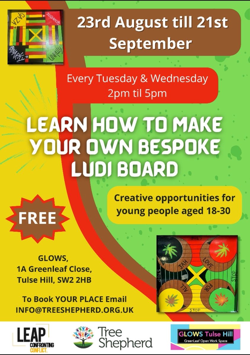 Ludiman61's tweet photo. Learn how to make your own bespoke #LudiBoard with me. Walk away with your own. 
Book now INFO@TREESHEPHERD.ORG.UK @Ludiman61 @HeartInArt_UK @TreeShepherdUK  @MaryAtkLabour @BrixtonProject @BrixtonBID @lambeth_council #ludiboardworkshops #freeludiboardworkshops https://t.co/p1yqhcjdBJ