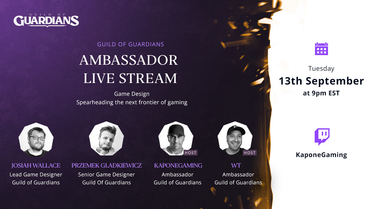 💥THE AMBASSADOR LIVE STREAM💥

Hosted by <a href="/WT7791/">WT7791 | GamersGala🅧ie</a> &amp; <a href="/BBCan3Bruno/">Bruno Ielo</a> w' guests <a href="/JosiahWallace13/">Josiah Wallace</a> &amp; <a href="/pgladkiewicz/">Przemek Gladkiewicz</a> 🔥

🗓️ Tues 13th Sep, 9pm EST
👉 bit.ly/3BzhBYA

Want to win an EPIC NFT?! 

🚀Tune in for the stream
🚀Like &amp; RT this post
🚀Tag 3 friends

LFGOG!! ⚔️