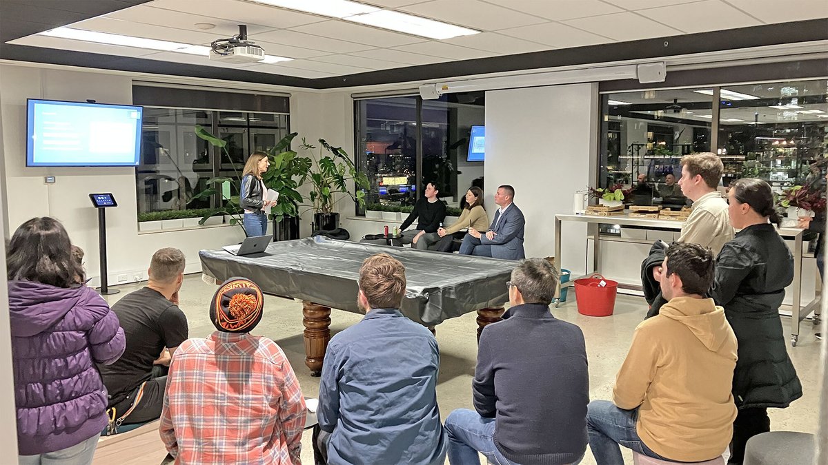 whispir's tweet image. @Whispir team member Luke Marshall hosted his inaugural Tech for Good event at our HQ last week, with Dannika from @BeCollective_ sharing her work in the restorative justice space. This diverse new group collaborates on ways #tech brings positive, lasting change to communities.