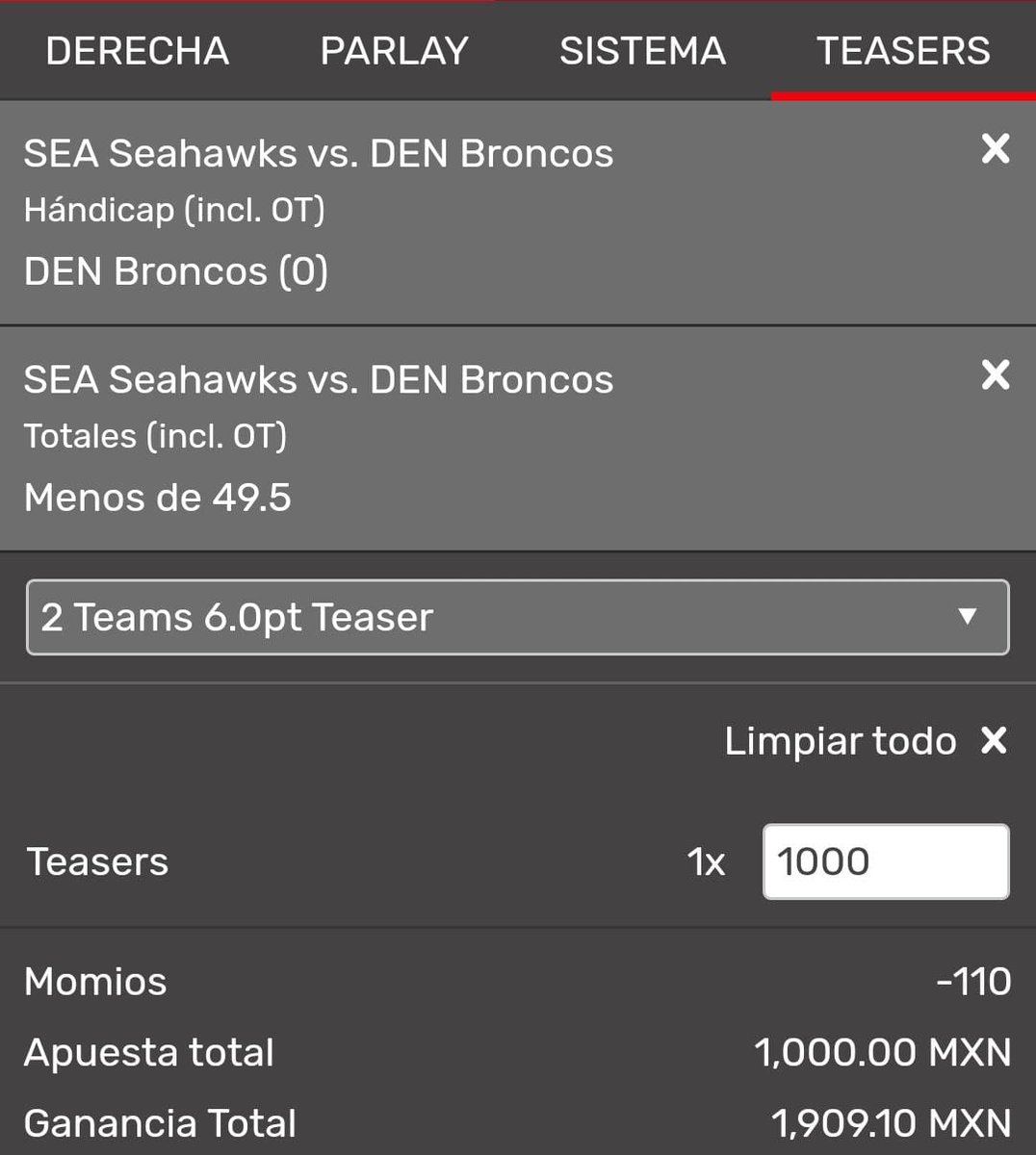 Chinopicks2's tweet photo. Así es como quedaría el teaser momio - 110
Vamos con el MNF
#chinopicks #FreePick #NFL #Kickoff2022 #BroncosCountry #Seahawks
A darle ❤️ 🔄 📝 https://t.co/nYmvDi1Ues