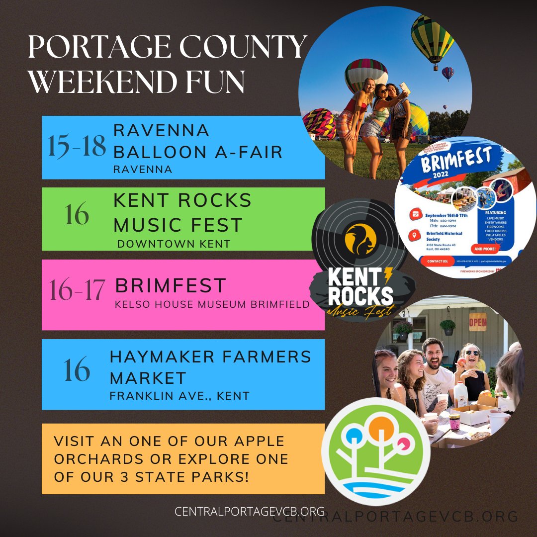 It's going to be a fun weekend in Portage County. Start making your plans now! 

Need help? Visit bit.ly/2Fs12hz for more information.

#exploreportagecountyohio