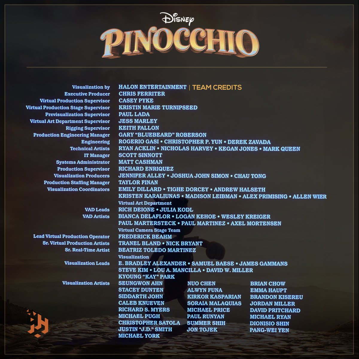 halonprevis's tweet photo. To celebrate the release of #Pinocchio on #DisneyPlusDay we would like to give a shout-out to the members of our team that helped bring some magic to this legendary Disney classic!
#halonentertainment #nepvirtualstudios #visualization #virtualproduction https://t.co/R7X0ahW0v0