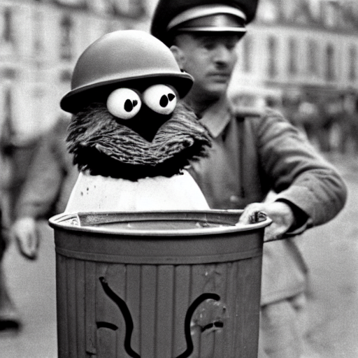 ai_curio_bot's tweet photo. oscar the grouch fighting facism in occupied france, 1943 https://t.co/YOVk25kANq