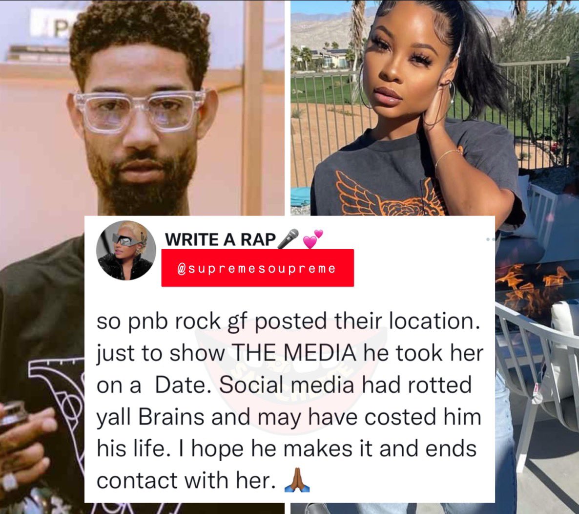 Supremesouprme's tweet photo. @PnBRock Be more careful yall 😕💔 https://t.co/VptLykvEMF