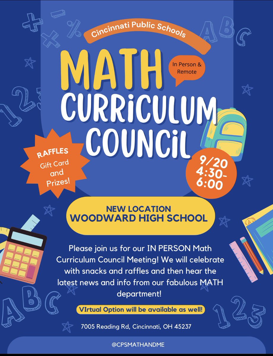 The wait is over! We are back in person  for our <a href="/IamCPS/">I Am CPS</a> Math Curriculum Council Meeting 💫 Please spread the word to all CPS Math teachers. All are welcome to attend 🤗 We can’t wait to see you! <a href="/Vsteinhaus1/">Valerie Steinhaus</a> <a href="/DrWebb513/">Mary Webb</a> @aopete18 <a href="/beckiarlington/">Becki Arlington</a> <a href="/owens_mama4/">Lisa Owens</a> <a href="/KristyJacob26/">Kristy</a>