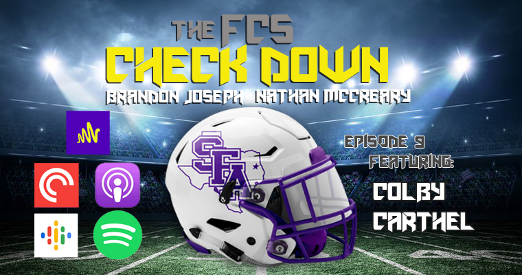 FCSCheckDown's tweet photo. THIS WEEK! @BJosephRadio  and @mccrearyradio are talking @WACsports with @ACUFootball HC Keith Patterson @coachp_ACU and SFA HC @CoachCarthel! Plus The Rev Dustin Helton @TheRevSFA, @GOS_Coach_Ron, and Week 3 Picks! 
#FCS #WAC #ACUWildcats #SFALumberjacks https://t.co/qFLcogEBJG