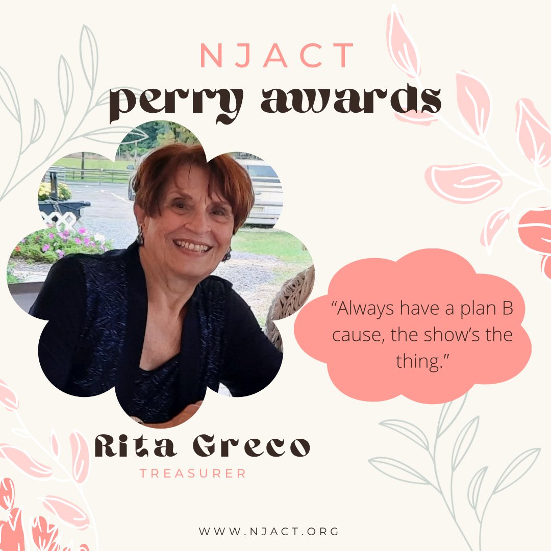 NJACT's tweet image. A longstanding and beloved board member, Rita Greco is a founding member of Mystic Vision Players and serves as NJACT Treasurer, awarded the NJACT Lifetime Achievement Award.  ucpac.org/event/njact-pe…  #njact #njactperryawards #perryawards2022