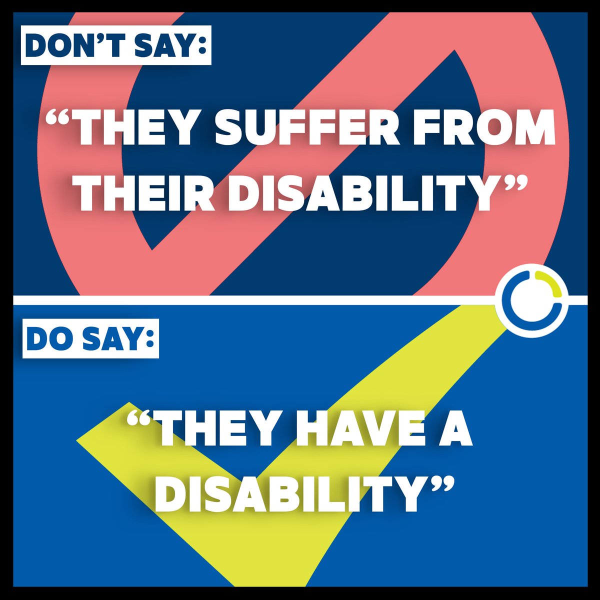 1in4coalition's tweet photo. Ever notice in a film or series that someone is described as “suffering” from a disability?

#AbleistLanguage #DoAndDont #1IN4Coalition #Disabled #Disability https://t.co/diGIsvfJUv
