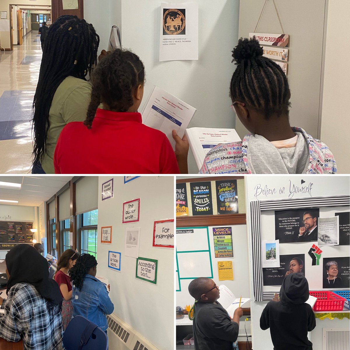 BrightonSCSD's tweet photo. Starting off the first day of the first full week of school strong. Our incredible new 6th grade ELA scholars participated in a gallery walk as an introduction to Greek Mythology. The Note catcher is the first step into their first module and book! @ELeducation @SyracuseSchools https://t.co/j1nHJeSdLZ