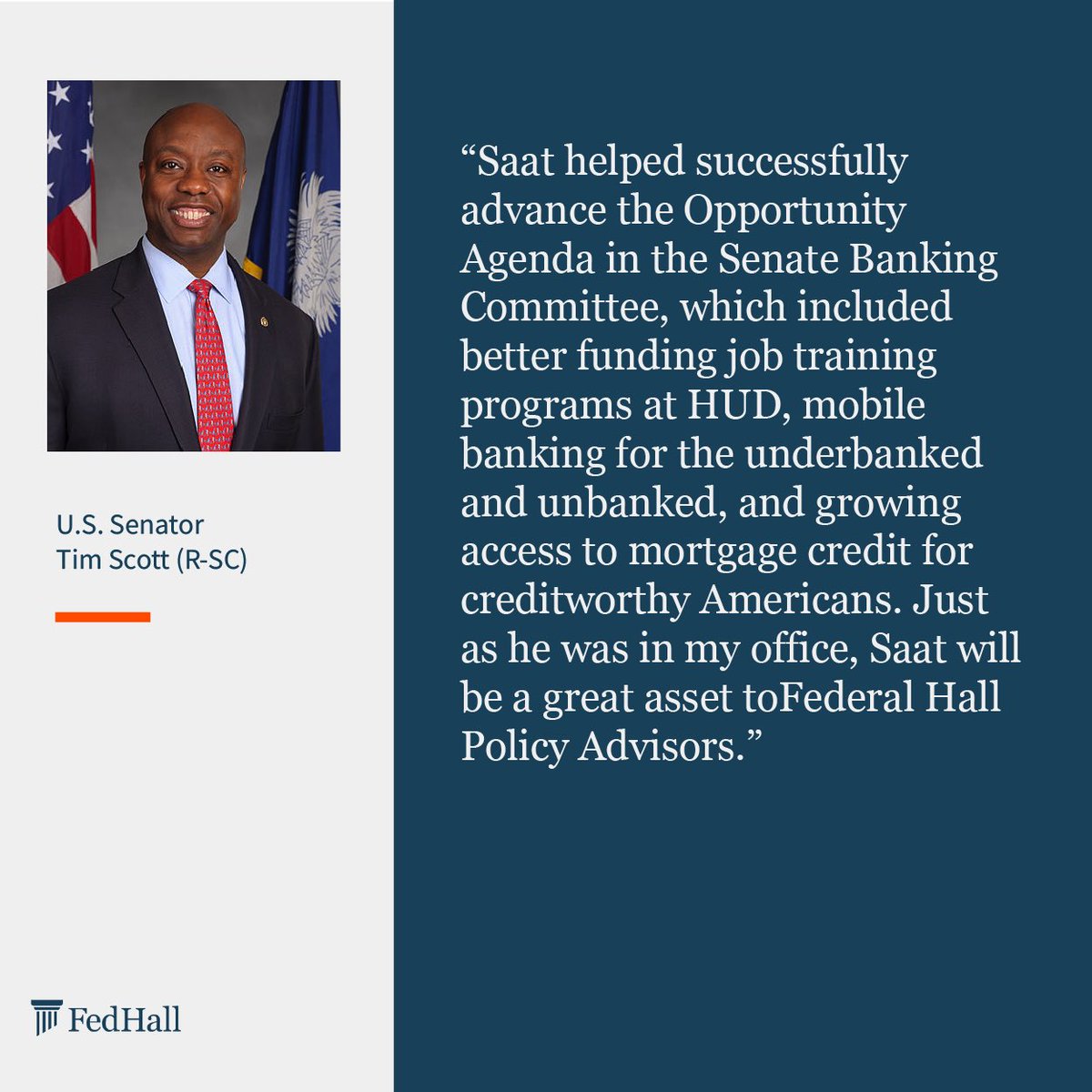 SaatAlety's tweet photo. After four years @Allstate, making a move to the scrappy and effective team at Federal Hall Policy Advisors. Thankful as always for great colleagues. #FedHall https://t.co/JKKNn5Gfts