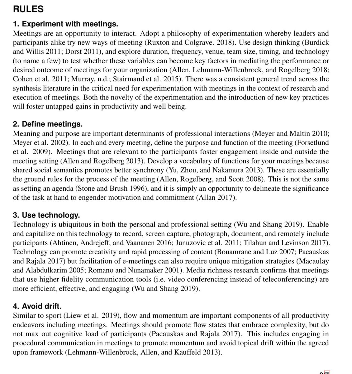 emollick's tweet image. For something we do all the time (there are 55 million a day!), most organizations don’t spend enough time trying to make meetings better. Here is a synthesis of the literature on effective meetings, compiled into 10 rules (all in the images). Experiment! scholar.archive.org/work/fjd6lfmvf…