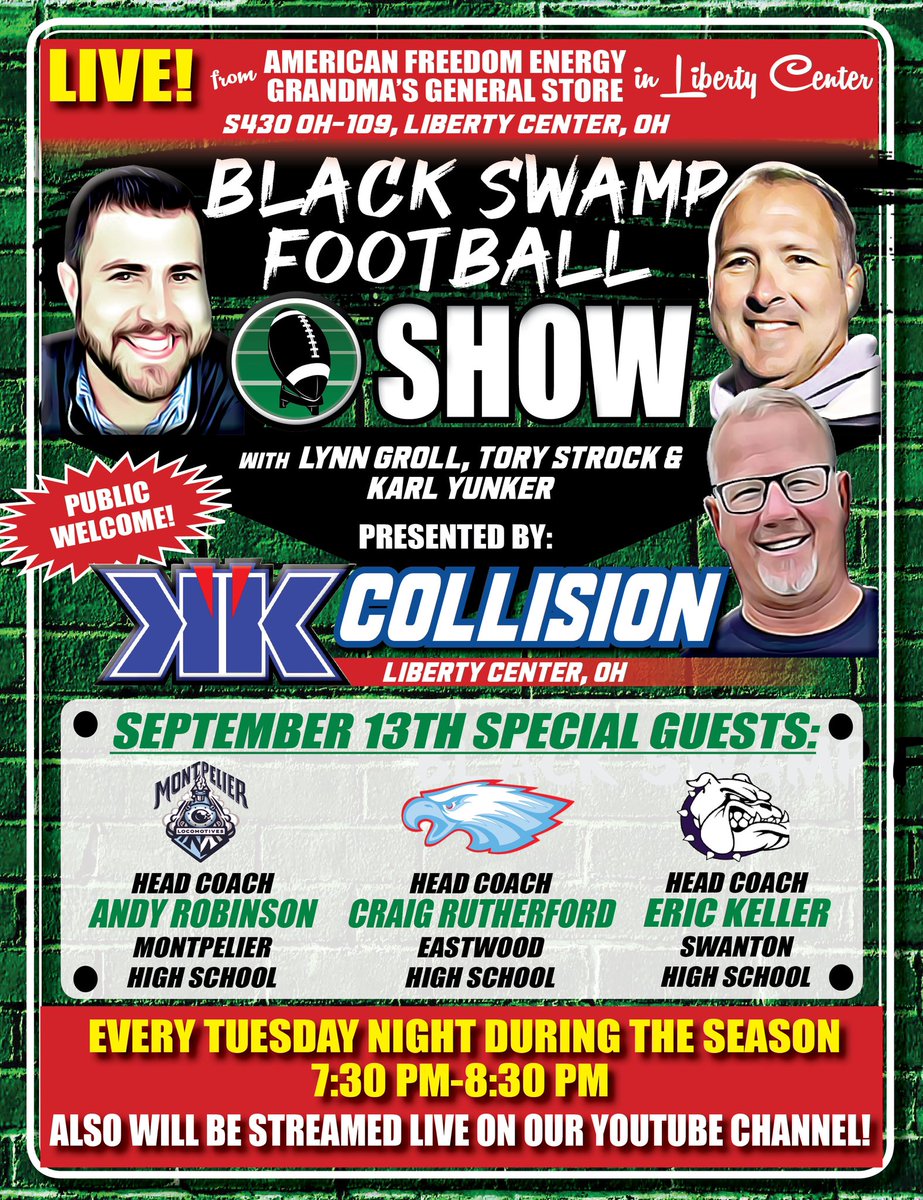 Looking forward to welcoming <a href="/els_eagles/">Eastwood Eagles</a> <a href="/EastwoodFB/">Eastwood Football</a> <a href="/ELSGridironClub/">Eastwood Gridiron Club</a> frontman Craig Rutherford to our Football Show tomorrow night with <a href="/CoachStrock/">Coach Strock</a> and Karl Yunker! Public is welcome to attend!