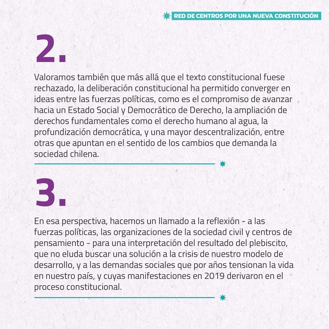 PlebeyaChile's tweet photo. Junto a otras fundaciones y centros de pensamiento nos manifestamos por la continuidad del #procesoconstituyente y que este sea llevado adelante con “la más amplia participación democrática”👉🏽🧵 https://t.co/17d5K5OHZ8