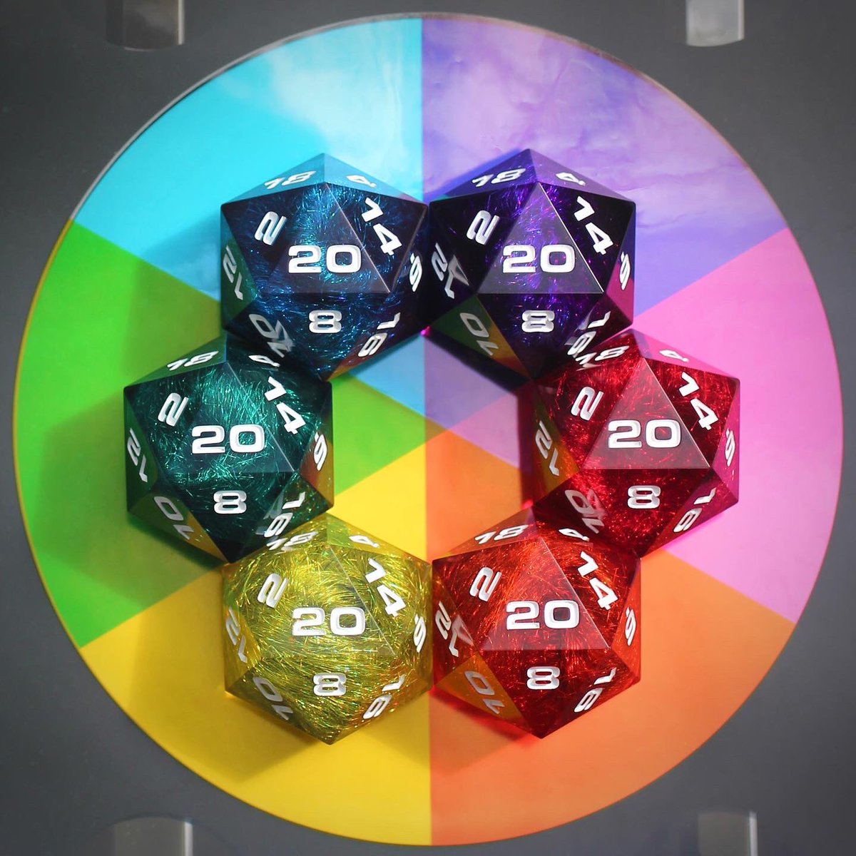 AetherObjects's tweet photo. Holographic Fiber Chonks
🟥🟧🟨🟩🟦🟪🎲

#dicemaking #handmadedice #sharpedgedice #resindice #5e #polyhedraldice #ttrpg #tabletoprpg #aetherobjects #dicelover #pathfinder #dnd #dnd5e #dungeonsanddragons #shadowrun #dicegoblin #cyberpunk #scifi #dicecollector #luxurydice https://t.co/DjTMMYBKVm