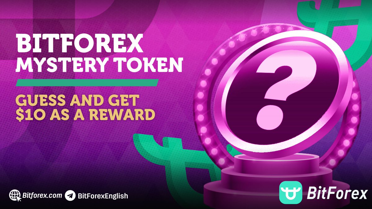 bitforexcom's tweet photo. With BitForex #MysteryToken 5 lucky ones will have a chance to win $10 if they get the name of the promotion token right.

There will be 2 tips to help you get it right.

RULES
1⃣RT this post
2⃣Follow @bitforexcom
3⃣Leave a comment with the name of #MysteryToken.

⚠️Ends: 09/16 https://t.co/i7ZHhzgqGu