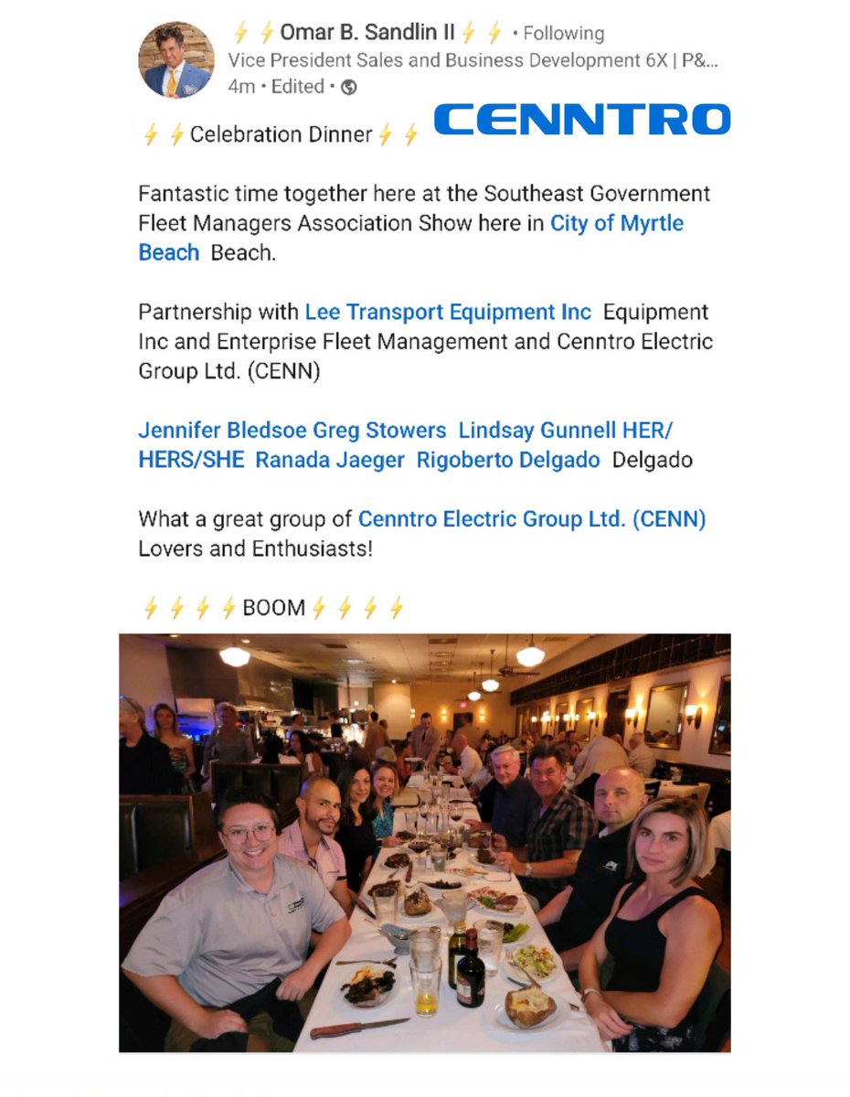 _X_Alex_'s tweet photo. #CENN #CENNTRO $CENN
@CenntroMotors #SGFMA
Lee Transport Equipment Inc
Enterprise fleet management
Cenntro at the southeast government fleet managers association show
Sheraton Myrtle beach convention center https://t.co/LGTu2tOs3C