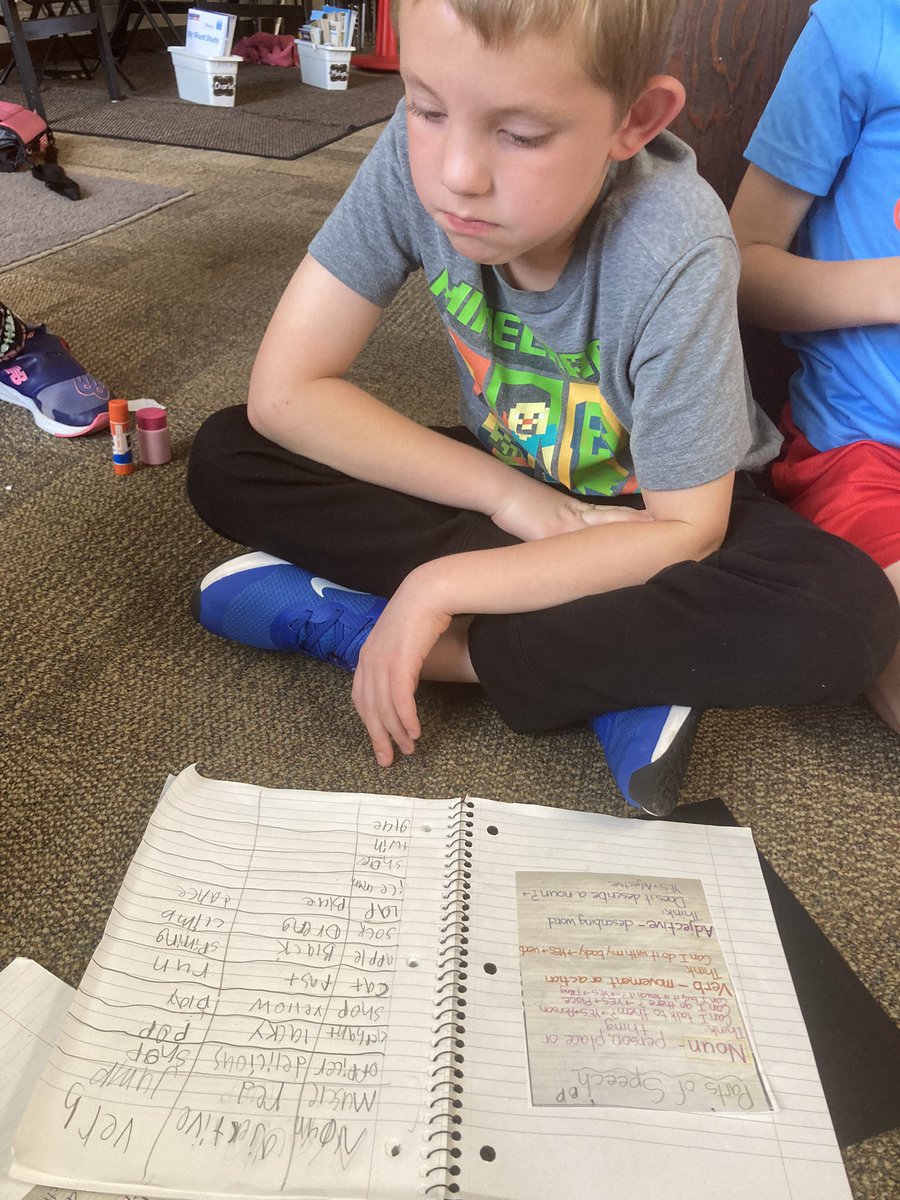 kimmiefergs's tweet photo. @PrairiePumas linking #thirdgrade #writing and #phonics by #makinglists of nouns, verbs and adjectives @Barbieb94 https://t.co/6cehOzQBkJ