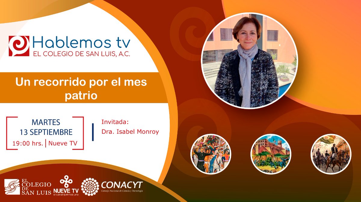 Nuevetvdigital's tweet photo. 🖥 No te pierdas #mañana, #HablemosTV, un programa realizado en colaborción con @elcolsan
✅ "Un recorrido por el mes patrio", de esto hablaremos con la Dra. Isabel Monrot https://t.co/0YLHYKOEWP