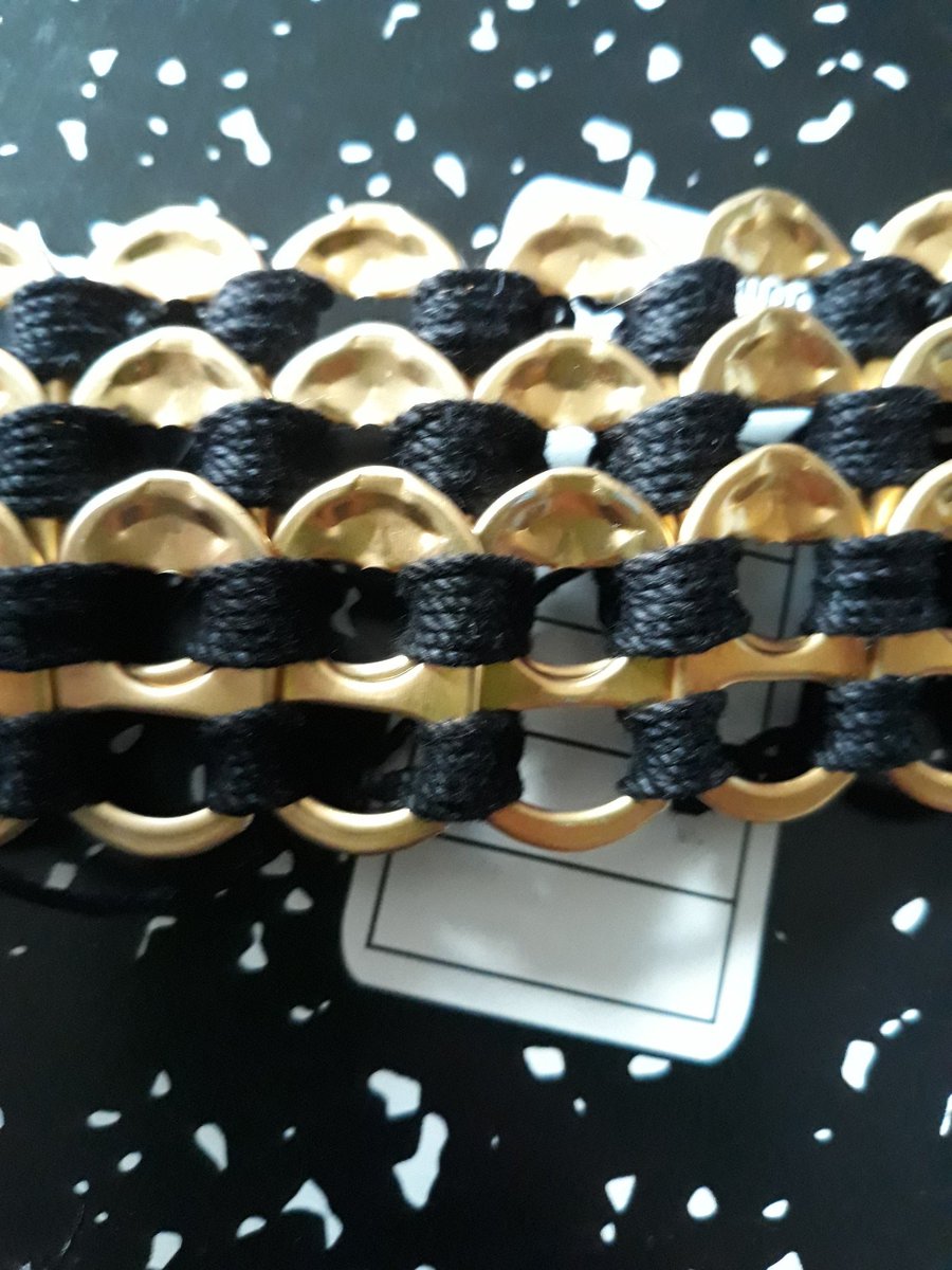 ElectricRose27's tweet photo. @LiquidDeath I hope y'all appreciate how much of your product I am drinking to make a belt out of the gold poptabs! #liquiddeath #punkfashion #punkrock #straightedge #straightedgepunk #crochet https://t.co/e0uiVpyRIy