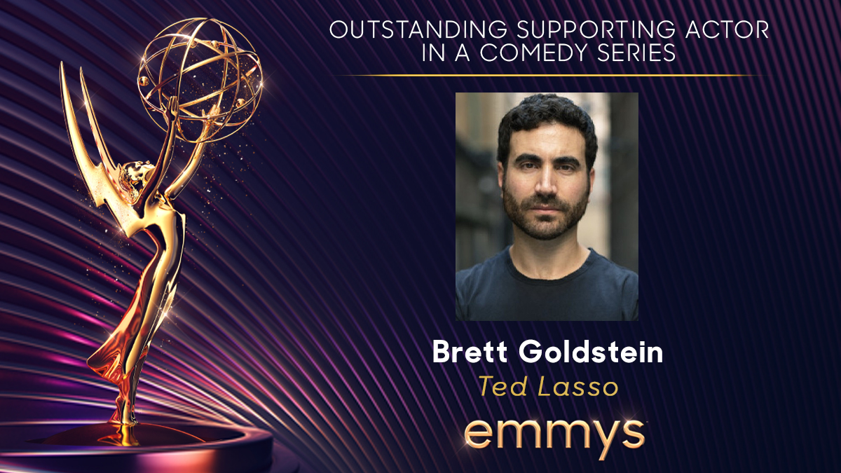 He’s here, he’s there! @BrettGoldstein wins the #Emmy for Outstanding Supporting Actor in a Comedy Series for <a href="/TedLasso/">Ted Lasso</a> (@AppleTVPlus) for the second year in a row! #Emmys #Emmys2022