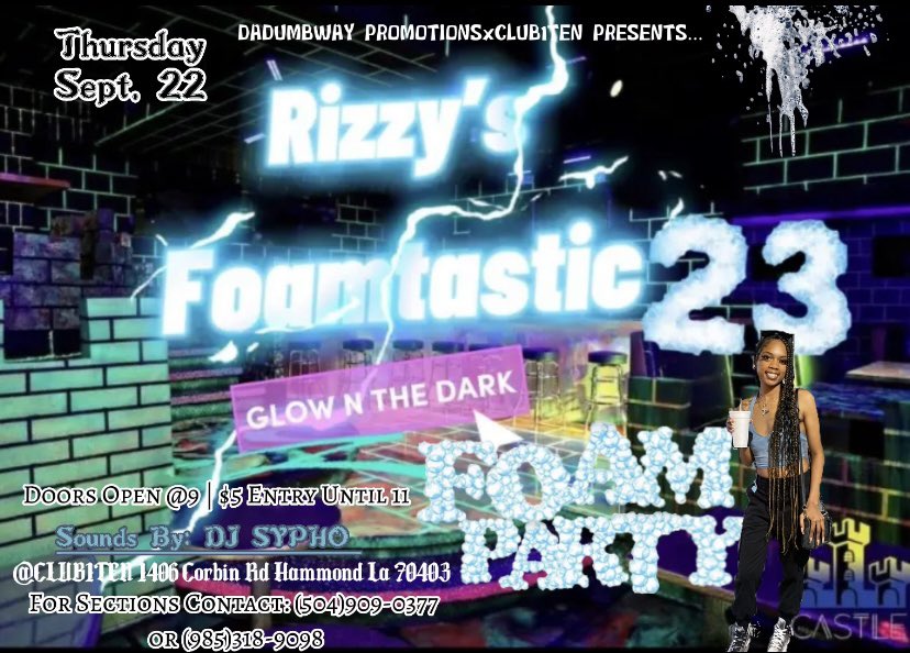 dadumbway4's tweet photo. DADUMBWAY OR NOWAY 🏄🏽‍♂️🌊!!!!!
Sounds by: DJ SYPHO 
•Doors Open @ 9 
•Thursday Sept. 22 
•$5 entry until 11pm! 
Join us for some WET FUN 🥳💦 @ MY FOAMTASTIC23rd BDAY BASH ‼️‼️‼️ https://t.co/KQFv85pLWh