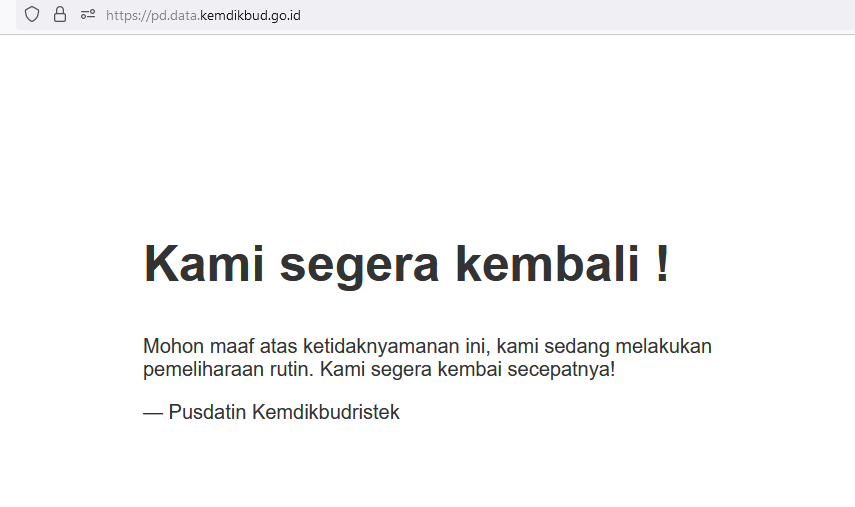 grayreighn's tweet photo. @ditpsd_dikbud Assalamu'alaikum. Mohon izin bertanya untuk laman https://t.co/Eln2tbPizY sampai skrg masih maintenance ya? saya jadi tidak bisa mengunduh rincian akun belajar id untuk peserta didik yg perlu diaktifkan https://t.co/TbrV4Dikaa